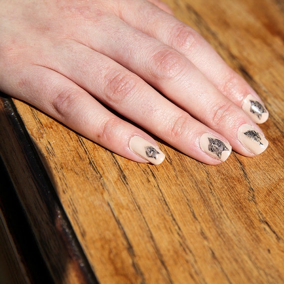 wolf nagel tattoo set nagel transfers nagel etsy