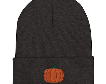 Met pompoen geborduurde beanie, Halloween-wintermuts