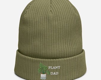 plant dad organic beanie for plant lovers monstera hat beanie embroidered