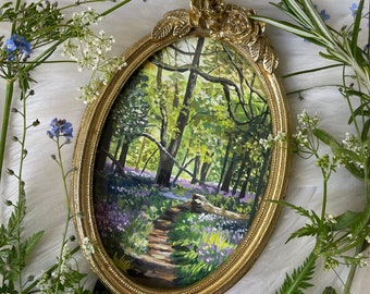 Amongst the bluebells *OVAL FRAMED PAINTING*