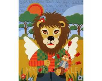 Cecil il Leone 8 x 10 STAMPA di pittura di LuLu Mypinkturtle