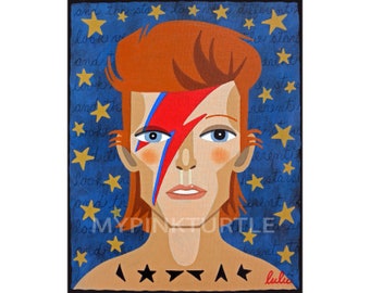 David Bowie Aladdin Sade Ritratto 8 x 10 STAMPA di pittura di LuLu Mypinkturtle