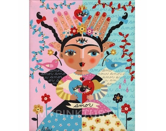 Frida Love is Strange 8 x 10 PRINT of painting by LuLu Mypinkturtle