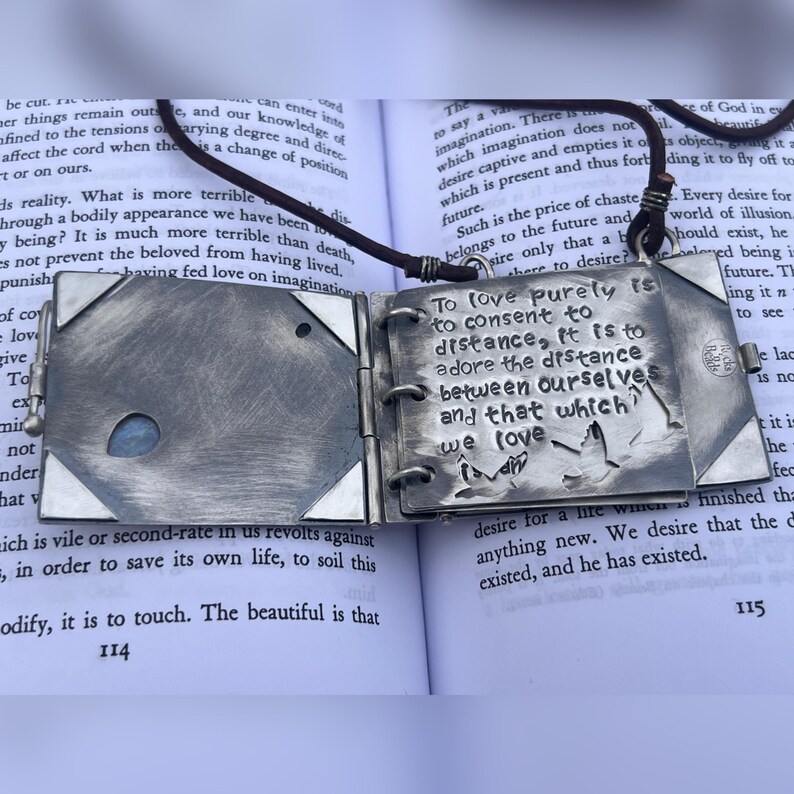 Simone Weil Book Locket. God, Enlightenment, Prayer, Spiritual, Wisdom, Friendship, Devotion, Cross, Sacrifice, Christianity, Bird. image 12