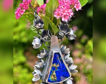 Deep Blue Vase. Boho, Bohemian, Raw, Organic, Earthy, Wabi Sabi, Wildflowers, Blue, Vessel, Summer, One of a kind, Back to Nature.