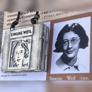 Simone Weil Book Locket. God, Enlightenment, Prayer, Spiritual, Wisdom, Friendship, Devotion, Cross, Sacrifice, Christianity, Bird. image 17