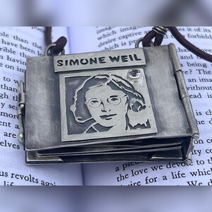 Simone Weil Book Locket. God, Enlightenment, Prayer, Spiritual, Wisdom, Friendship, Devotion, Cross, Sacrifice, Christianity, Bird. image 15
