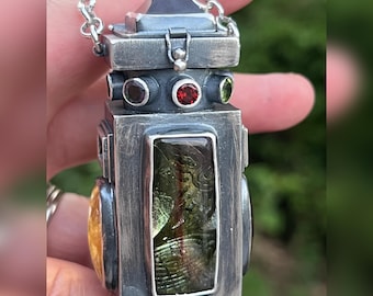 Fidget Lantern Locket. Lighthouse, Bottle, Raw, Organic, Bohemian, Enlightenment, Meditation, Spiritual Healing, Mental Health, Spinner