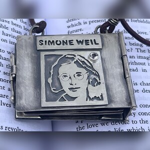 Simone Weil Book Locket. God, Enlightenment, Prayer, Spiritual, Wisdom, Friendship, Devotion, Cross, Sacrifice, Christianity, Bird. image 19
