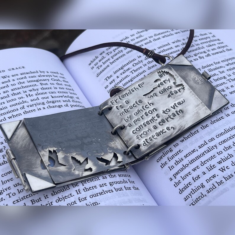 Simone Weil Book Locket. God, Enlightenment, Prayer, Spiritual, Wisdom, Friendship, Devotion, Cross, Sacrifice, Christianity, Bird. image 9