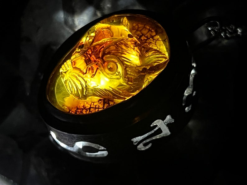 The Alchemist Cat Lantern Locket. Sterling Silver, Baltic Amber. Primitive, Raw, Organic, Earthy, Wabi Sabi, Darkness, Light, Boho, Bohemian image 1