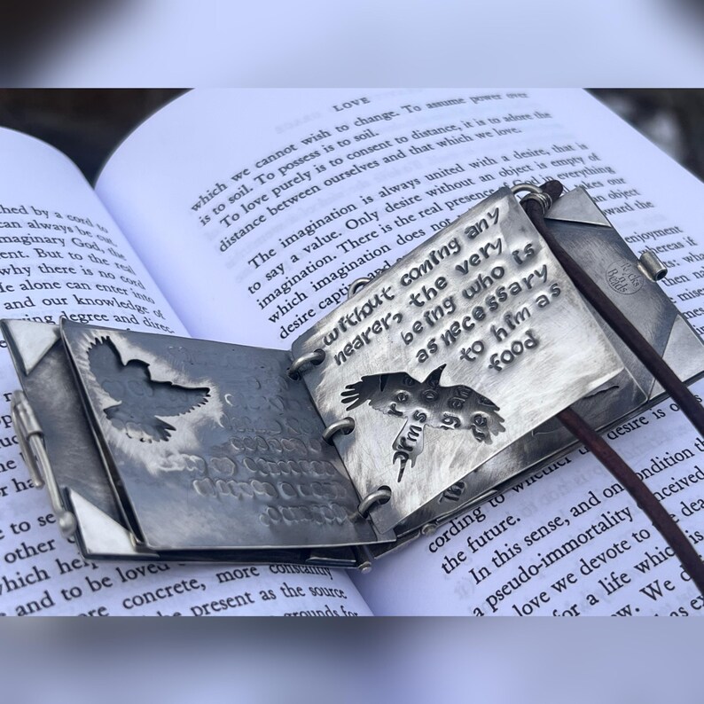 Simone Weil Book Locket. God, Enlightenment, Prayer, Spiritual, Wisdom, Friendship, Devotion, Cross, Sacrifice, Christianity, Bird. image 6