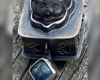 There Is No Try Locket. Yoda, Cat, The Force, Blue, Pillbox, Keepsake, Raw, Organic, Mental Strength, Jedi, Boho, Bohemian