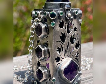 Purple Spring Lantern Locket. Boho, Bohemian, Raw, Organic, Earthy, Witchcraft, Wabi Sabi, Light, Darkness, Spiritual Healing, Rebirth.