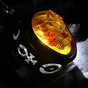 The Alchemist Cat Lantern Locket. Sterling Silver, Baltic Amber. Primitive, Raw, Organic, Earthy, Wabi Sabi, Darkness, Light, Boho, Bohemian image 3