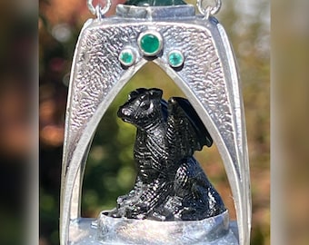 Safe Home for Dragon. Gothic, Raw, Organic, Medieval, Mythical, Boho, Bohemian, Castle, Earthy, Green, Black