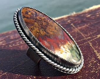 Druids' Lake Ring. Artisan Sterling Silver. Primitive, Tribal, Organic, Raw, Boho, Bohemian, Earthy, Wabi Sabi, Amulet, Talisman.