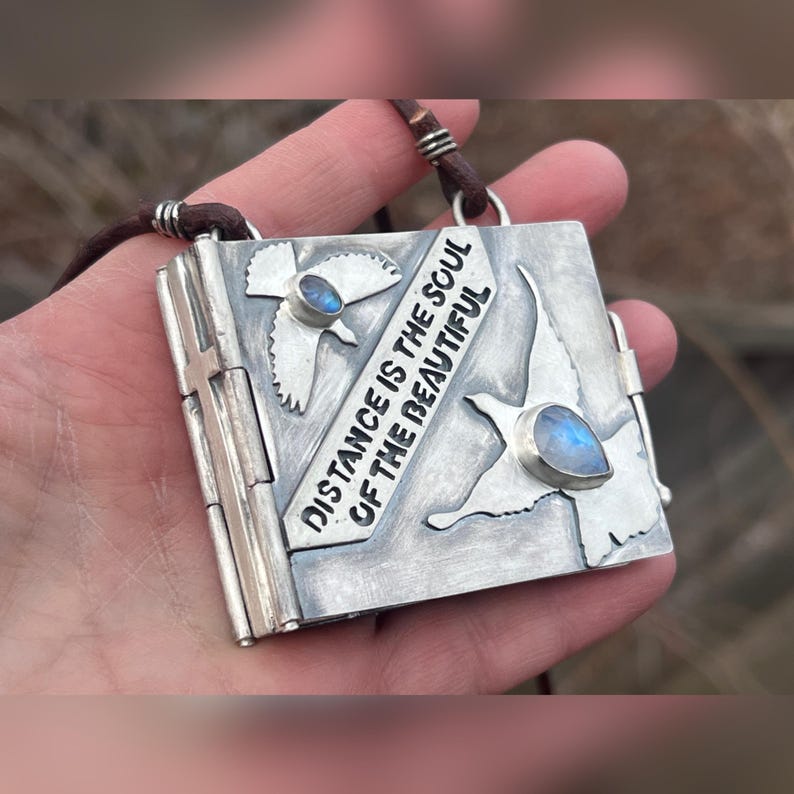 Simone Weil Book Locket. God, Enlightenment, Prayer, Spiritual, Wisdom, Friendship, Devotion, Cross, Sacrifice, Christianity, Bird. image 2