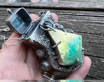 Soul Catcher Ancient Shamanic Healing Amulet. Lantern, Locket, Bottle. Primitive, Raw, Organic, Rough, Boho, Bohemian, Wabi Sabi.