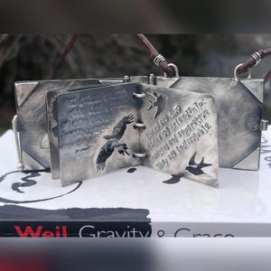 Simone Weil Book Locket. God, Enlightenment, Prayer, Spiritual, Wisdom, Friendship, Devotion, Cross, Sacrifice, Christianity, Bird. image 16