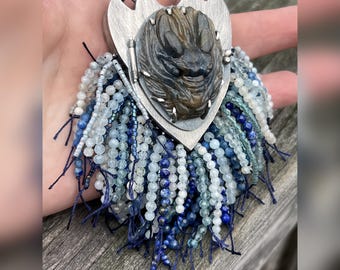 The Northern Dragon Locket. Raw, Organic, Earthy, Tribal, Boho, Bohemian, Blue, Mental Health, Wisdom, Keepsake, Meditation, Wabi Sabi