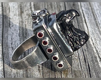 Raven Poison Ring. Size 9.5, Raw, Organic, Earthy, Pill Box, Keepsake, Boho, Bohemian, Black, Red, Bird, Locket, Statement Ring, Goth.