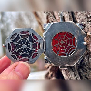 Guarded Spells Locket. Spider, Tarantula, Red, Purple, Black Magic ...