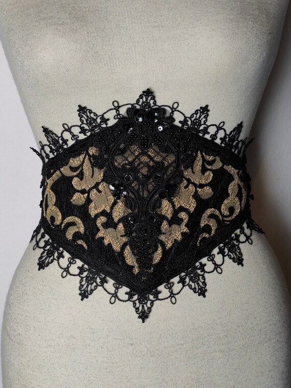 Black Corset Belt with Gold Accent Gothic Waist Corset Belt in Gold - Etsy Israel main image 2