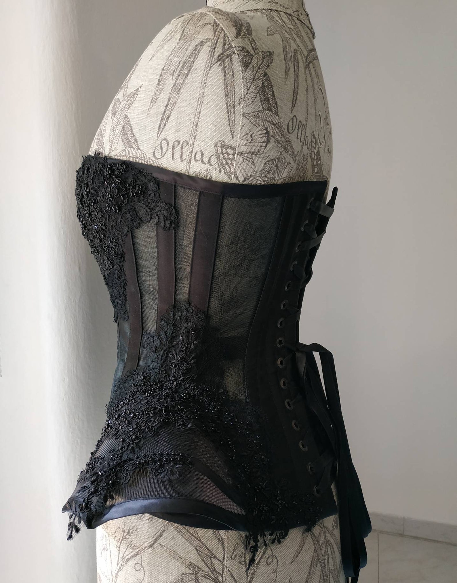 Gothic Victorian Lingerie black Corset with duchesse satin | Etsy