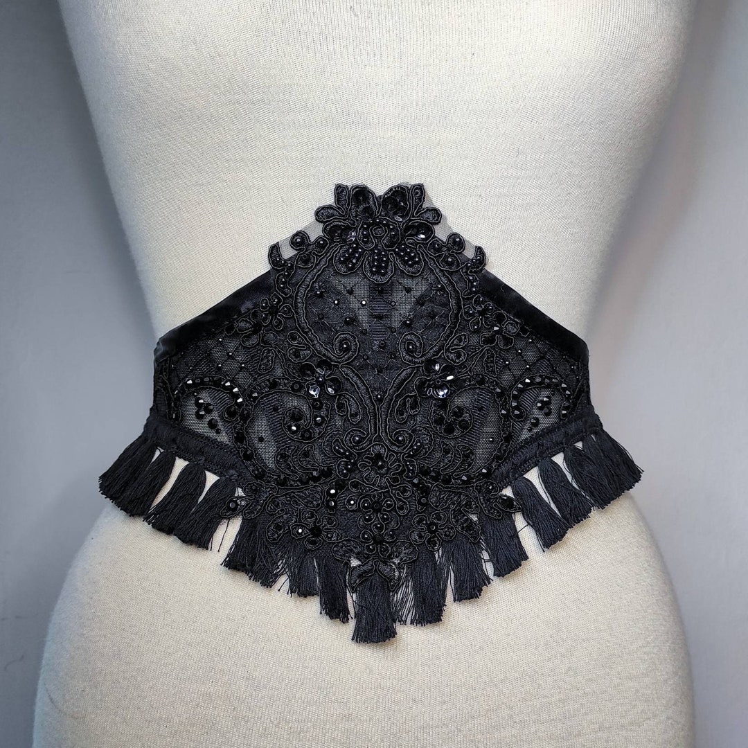 Waist Belt daisy. Gothic Mesh Corset Waistbelt Heavy Beaded With