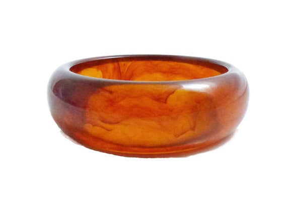 Prystal Root Beer Swirl Bakelite Bangle - image 1