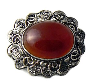 Sterling Glass Brooch  Unique vintage, antique, costume and estate jewelry.