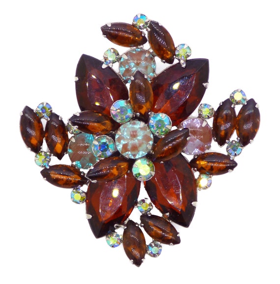 Vintage Garne Jewels Saphiret Rhinestone Brooch