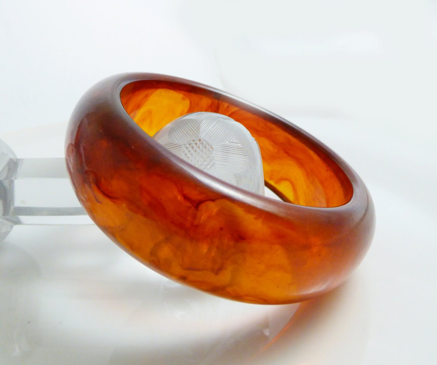 Prystal Prystal Root Beer Swirl Bakelite Bangle - Etsy