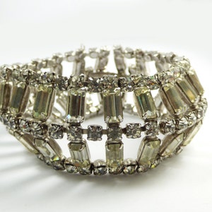 Vintage Baguette Clear Rhinestone Rhodium Plated Bracelet