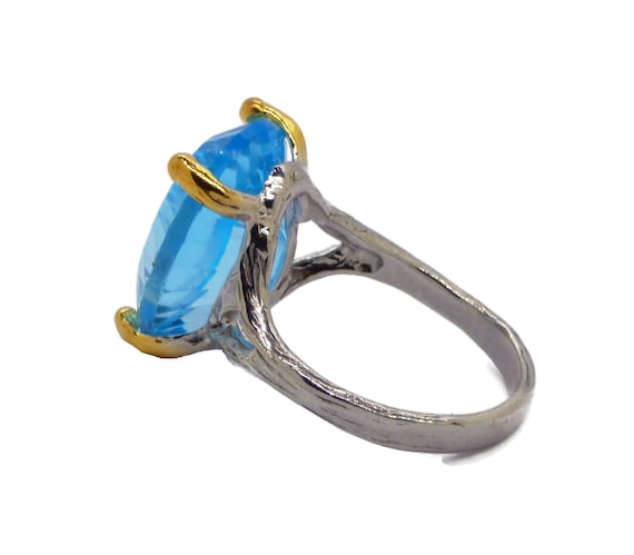 Swiss Blue Topaz 12 ct Sterling Ring - image 2
