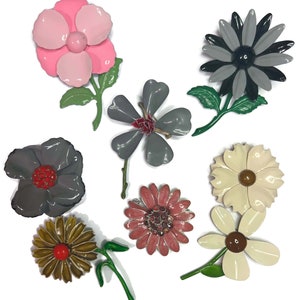 Vintage Enamel Flower Pins