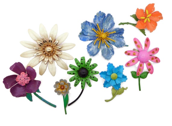 Polka Dots Flowers Enamel Flower Lot