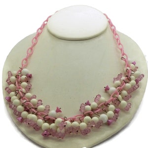 Pink and White Early Plastic Necklace