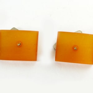 Vintage Baltic Amber Rectangular Cufflinks, Unique vintage, antique, costume and estate jewelry.