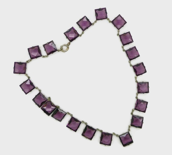 Art Deco Crystal Purple Glass Necklace