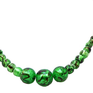Vintage Green and Black Beaded Foil Necklace