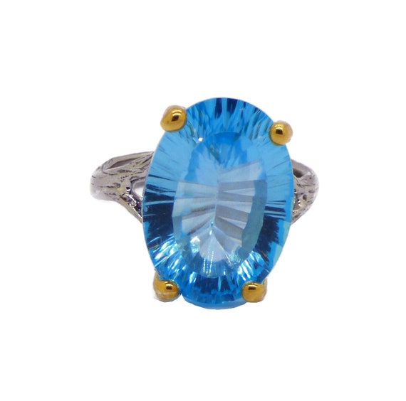 Swiss Blue Topaz 12 ct Sterling Ring - image 1