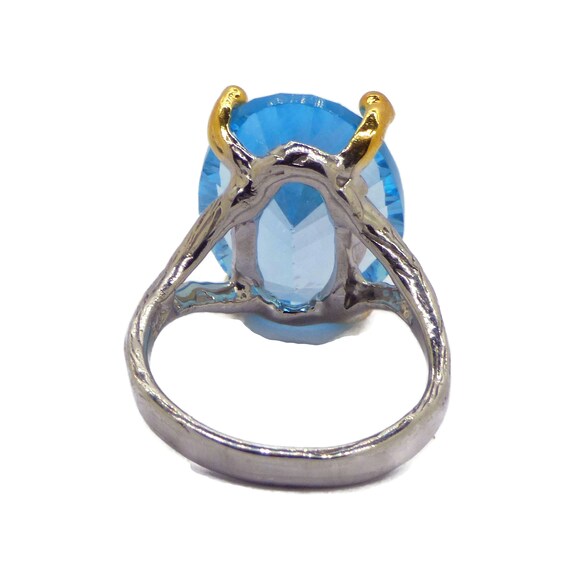 Swiss Blue Topaz 12 ct Sterling Ring - image 3