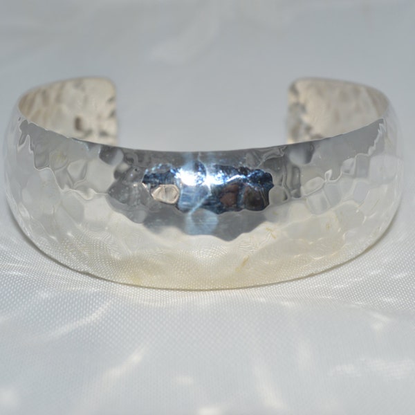 Hand Hammered Solid .925 Sterling Silver Cuff Bracelet Free Shipping (US)