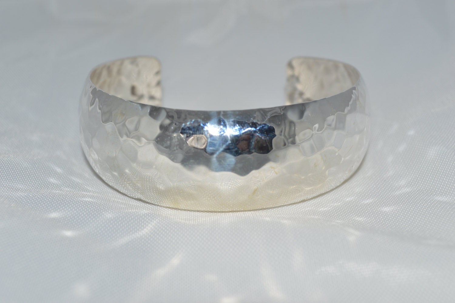 Hand Hammered Solid .925 Sterling Silver Cuff Bracelet Free Shipping (US)