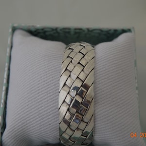 Sterling Silver Cuff Bracelet Basket Weave Design