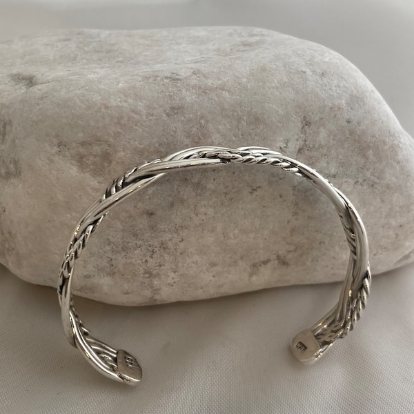 Medium Fancy twist sterling cuff Bracelet