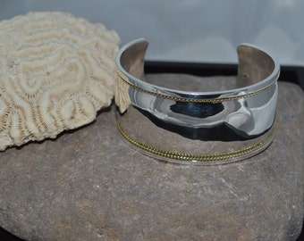 Wide silver cuff bracelet