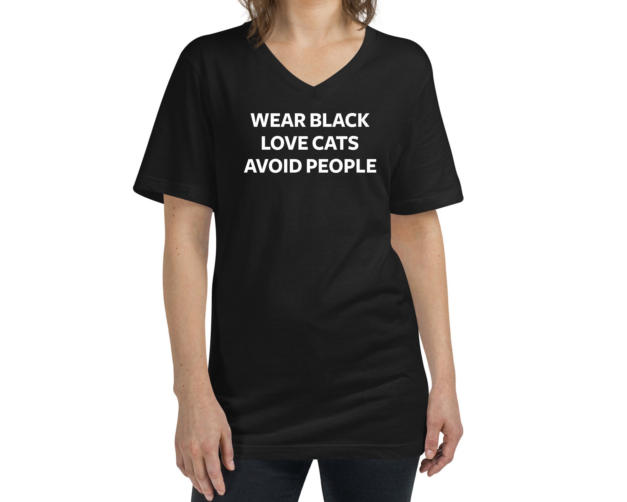 Wear Black Love Cats Avoid People Tshirt Funny Cat Shirt | Etsy
